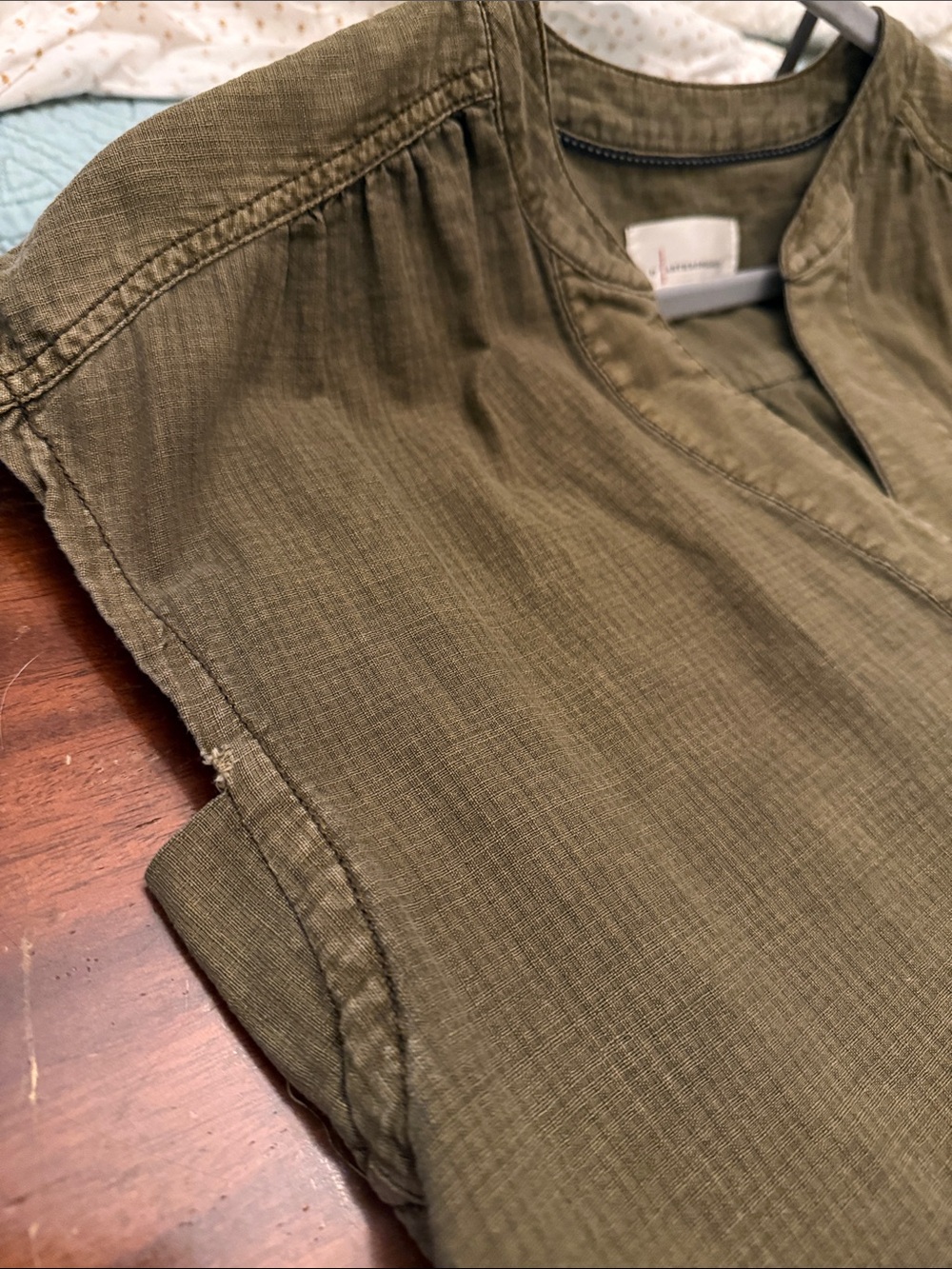 Anthropologie Olive-Textured Linen/Cotton Dress - XS - Picture 7 of 8